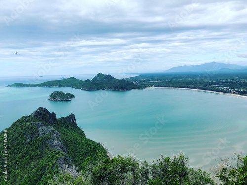 Sea and sky background from the mountain at Khao Lom Muak, Prachuap Khiri Khan District, Thailand