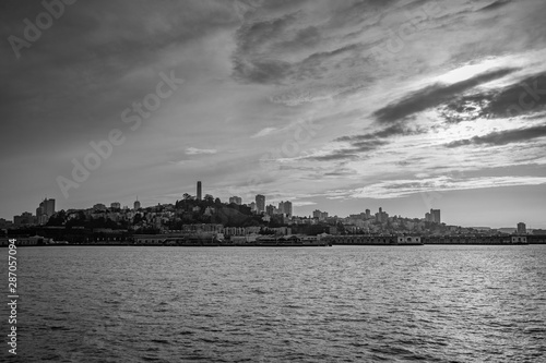Dramatic black and white of the San Francisco Skyline