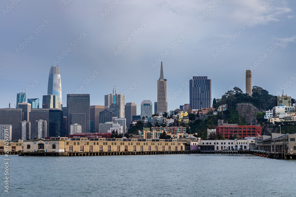 San Francisco skyline with light clouds