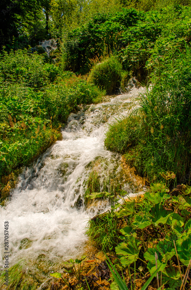 Crystal water of Plitvice Lakes. Landscapes and waterfalls. Crystal water of Plitvice Lakes. Landscapes and waterfalls.