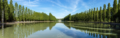 Panoramic view of Grand canal in Parc de Sceaux in summer - Hauts-de-Seine, France.