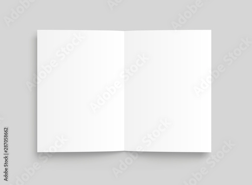 Vector blank white paper opened. Front view. - stock vector.