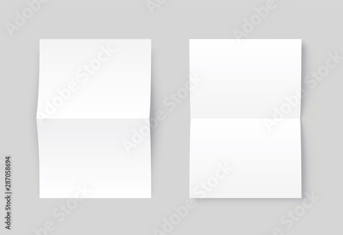 Vector two blank white paper opened. Front view. - stock vector.