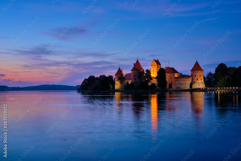 Trakai Island Castle in lake Galve, Lithuania