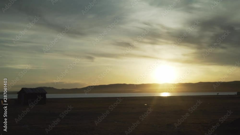 Beautiful Sunrise over a Desert Lake in Mongolia. Beautiful Sunrise over a Desert Lake in Mongolia.