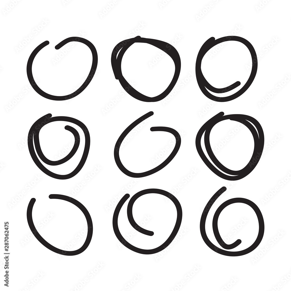 Set of hand drawn circles Set of hand drawn circles