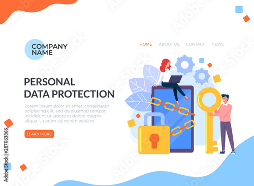 Data protection lock antivirus vector graphic design banner poster illustration