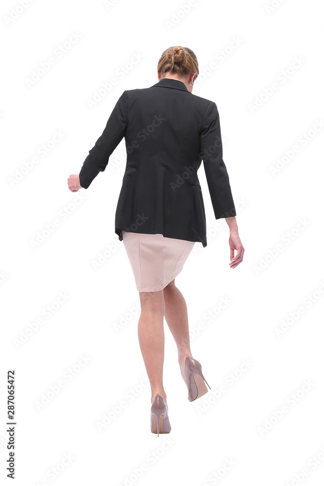 Fototapeta premium rear view . young business woman goes forward.