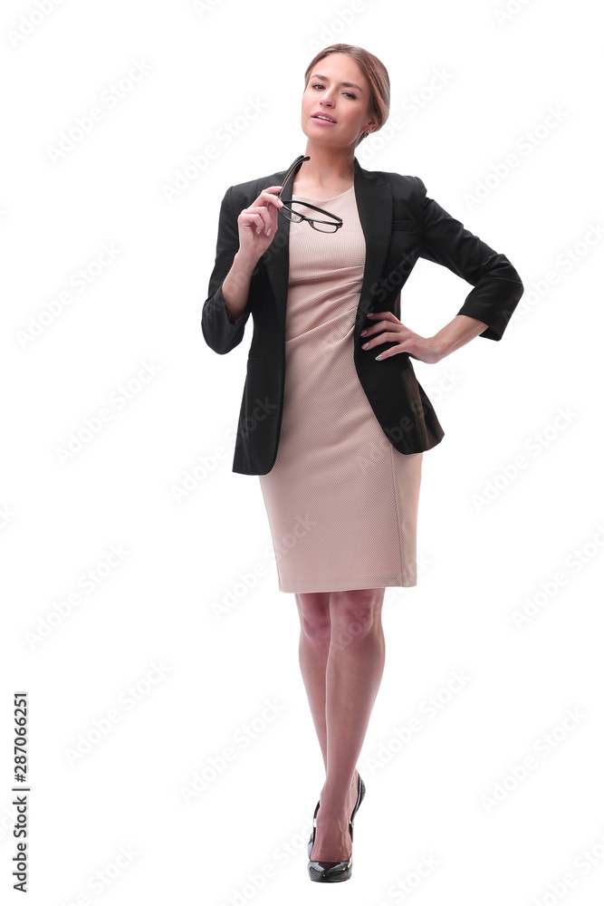 attractive young businesswoman with glasses. isolated on white attractive young businesswoman with glasses. isolated on white
