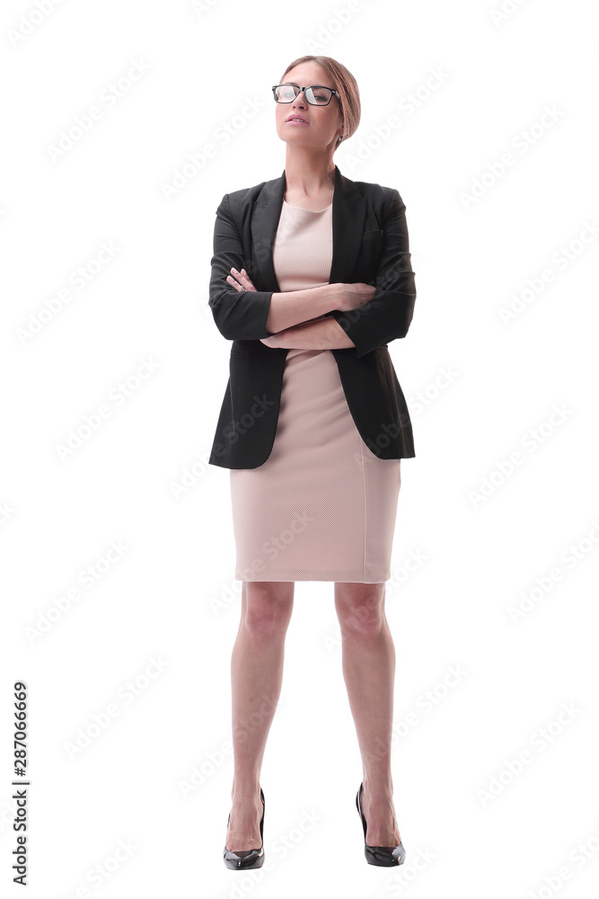 angry woman boss spying on someone. isolated on white angry woman boss spying on someone. isolated on white