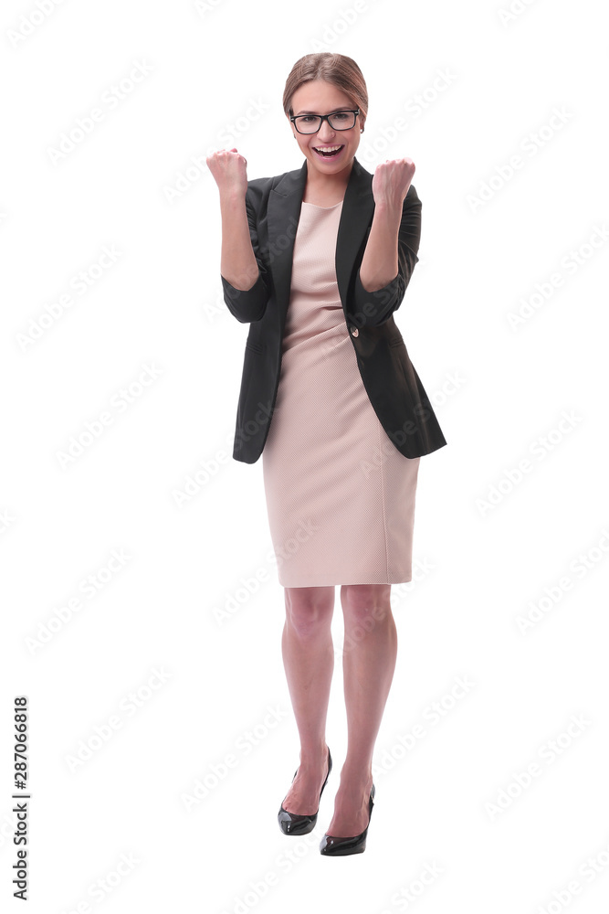 happy young business woman . isolated on white happy young business woman . isolated on white