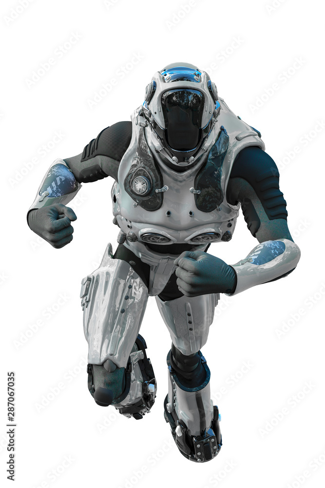 astronaut in gray exo suit exploring arround astronaut in gray exo suit exploring arround