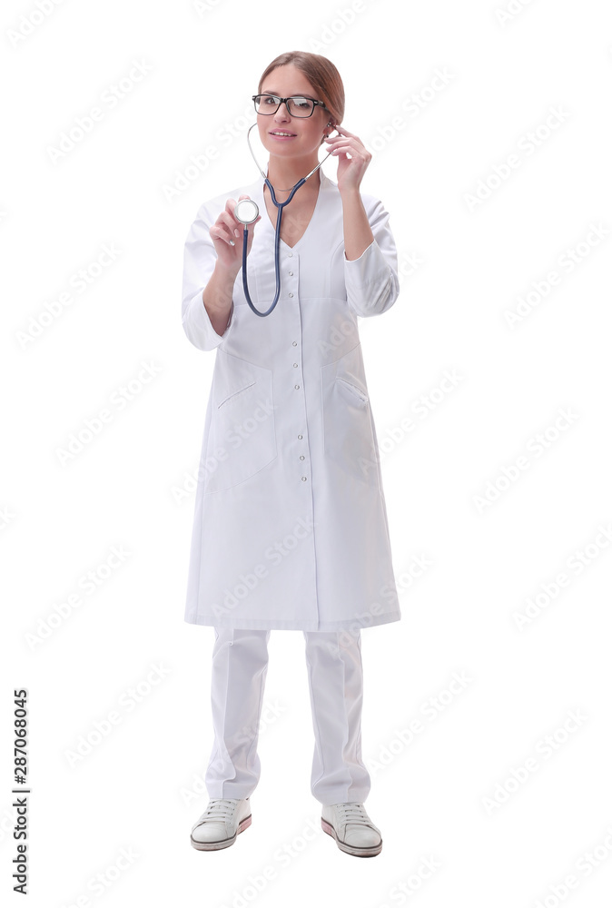 serious medical doctor woman . isolated on white serious medical doctor woman . isolated on white