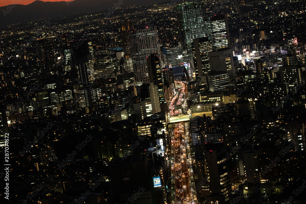 Fototapeta premium 東京の夜景とスーパームーン
