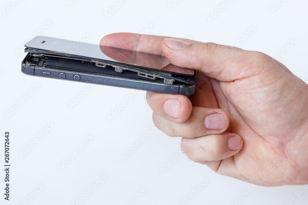 Swollen mobile phone battery. Expired or low quality Phone Battery Replacement Swollen mobile phone battery. Expired or low quality Phone Battery Replacement