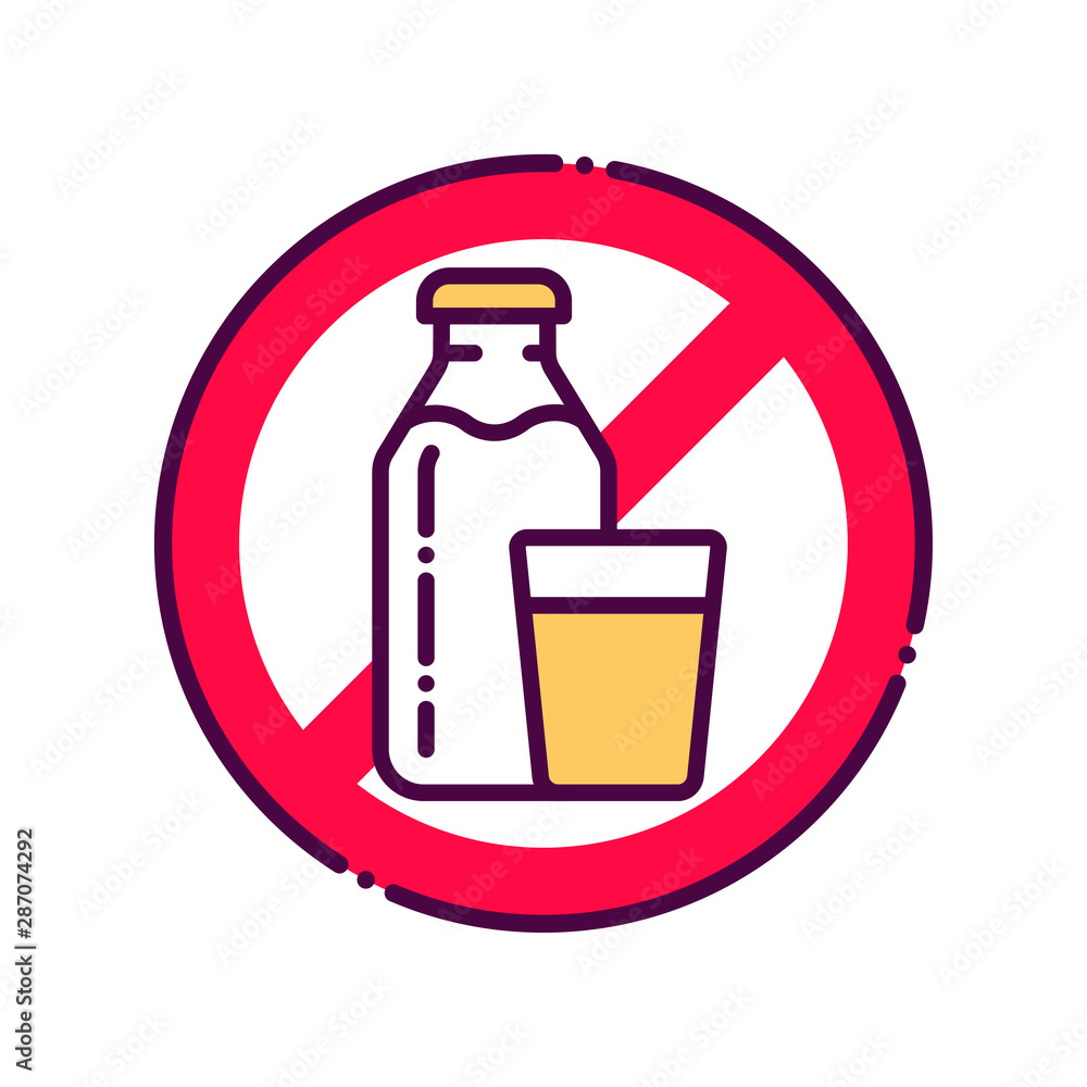 Lactose free line color icon. Allergenic ingredient. Food intolerance. Vegetarian product. Sign for web page, mobile app, button, logo. Vector isolated element. Editable stroke. Lactose free line color icon. Allergenic ingredient. Food intolerance. Vegetarian product. Sign for web page, mobile app, button, logo. Vector isolated element. Editable stroke.