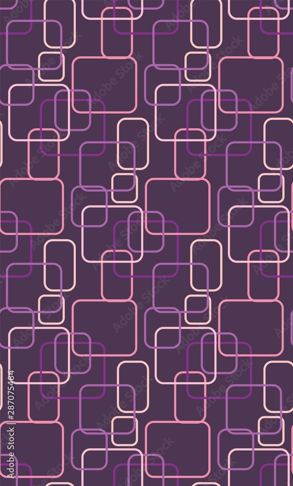 Abstract geometry from rounded rectangles. Seamless texture pattern in Modern Design Elements. A seamless pattern of an abstract geometry from rounded rectangles, light pink on a violet.