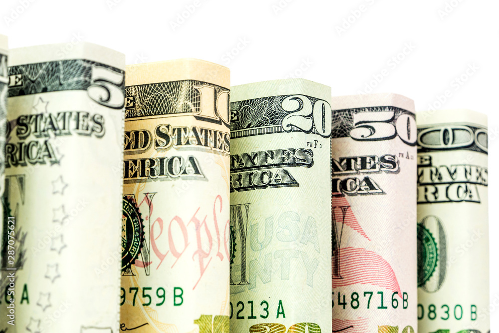 closeup of american dollars in the shape of blocks in all denominations closeup of american dollars in the shape of blocks in all denominations