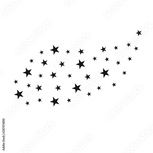 Star Shower vector, black illustration isolated on background. Black star shooting with an elegant star. Meteoroid, comet, asteroid, stars.