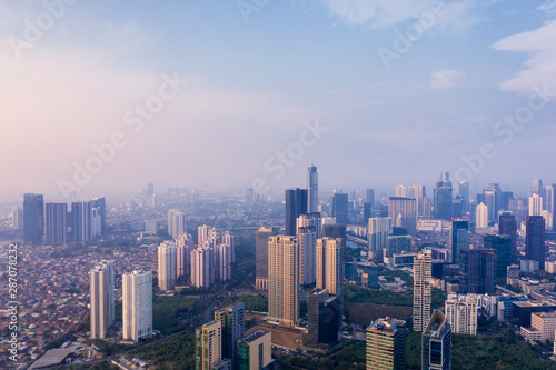 Air polluted surrounding Jakarta city at morning