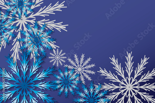 Winter and New Year background with snowflakes.