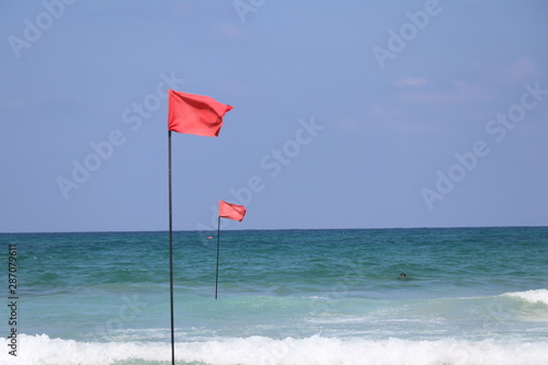 red flag in sea