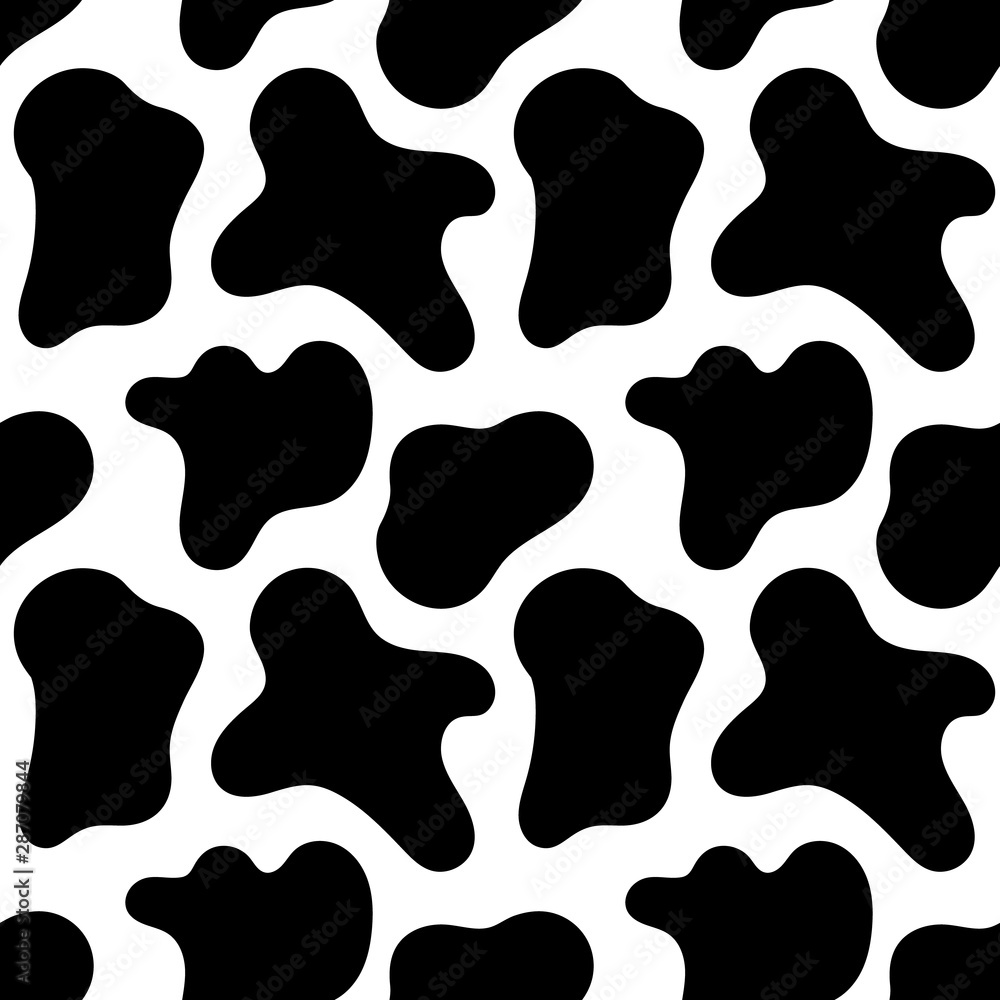 Cow spots seamless black pattern or animal print or dalmatian dog stains. Vector illustration Eps 10 Cow spots seamless black pattern or animal print or dalmatian dog stains. Vector illustration Eps 10