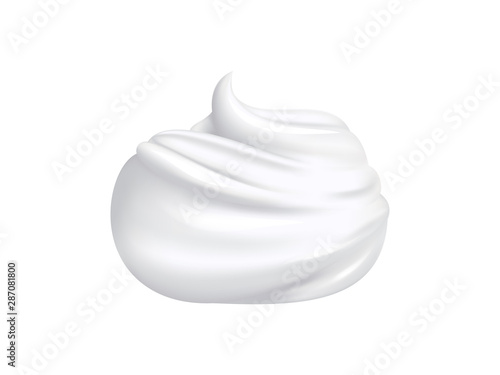White soft and moisturizing foam for cleansing. Realistic vector foaming cleanser on white background photo