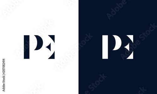 Abstract letter PE logo. This logo icon incorporate with abstract shape in the creative way.