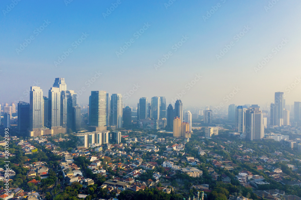 Obraz premium Jakarta cityscape with residential and skyscrapers
