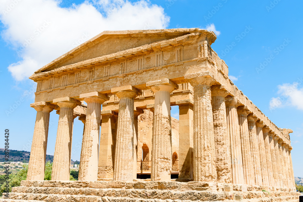 Well-preserved temple of Concordia in the valley of temples in Agrigento, Sicily