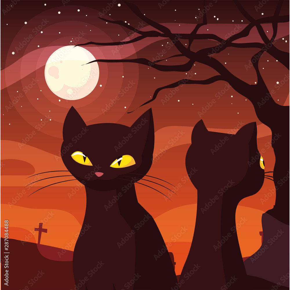black cats happy halloween celebration design black cats happy halloween celebration design