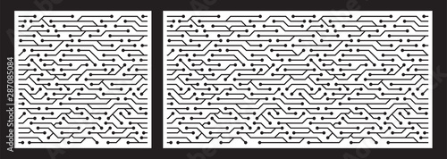 Laser cutting template for decorative panel. Abstract circuit pattern. Vector illustration.
