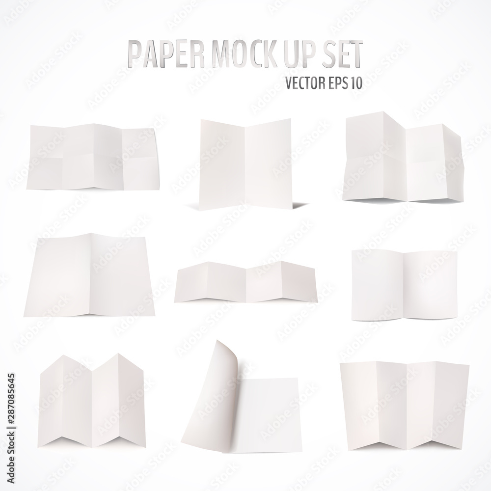 Various mock ups of white paper Various mock ups of white paper