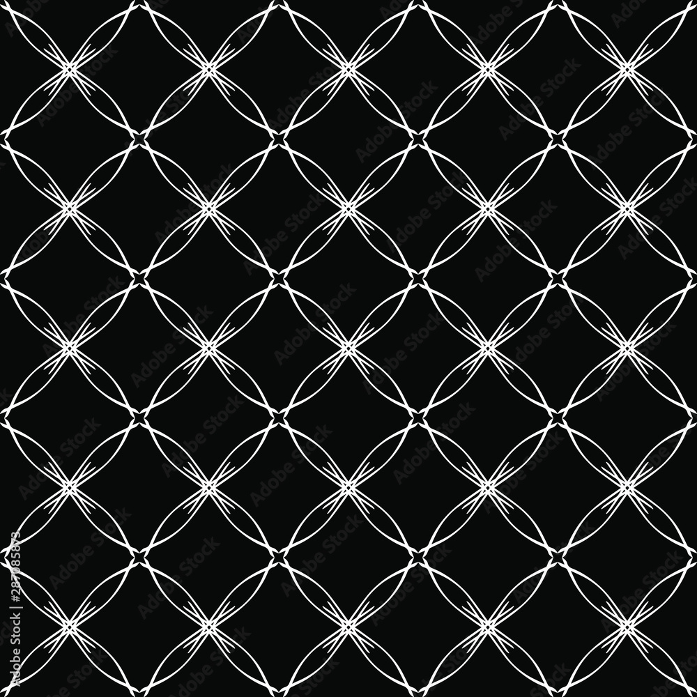 Naklejka premium Seamless oriental pattern with Arabic ornaments. White lines on a black background.