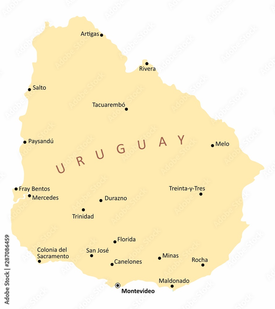 Naklejka premium Map of Uruguay