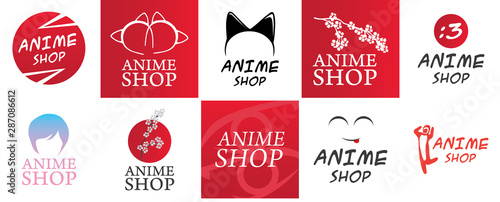 Fototapeta Naklejka Na Ścianę i Meble -  Vector logo for anime and souvenir shop