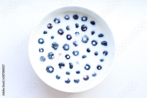 fresh blueberries with milk