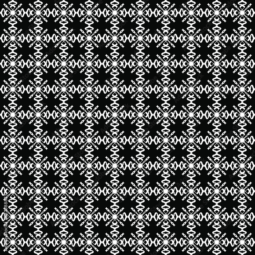 Seamless oriental pattern with Arabic ornaments. White lines on a black background. Seamless oriental pattern with Arabic ornaments. White lines on a black background.