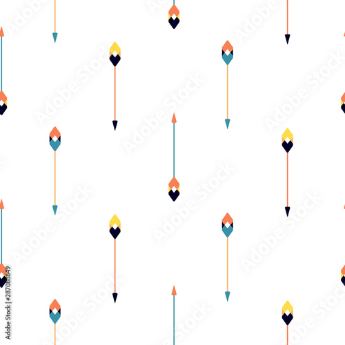 Seamless pattern with arrows minimalistic tribal style vector.
