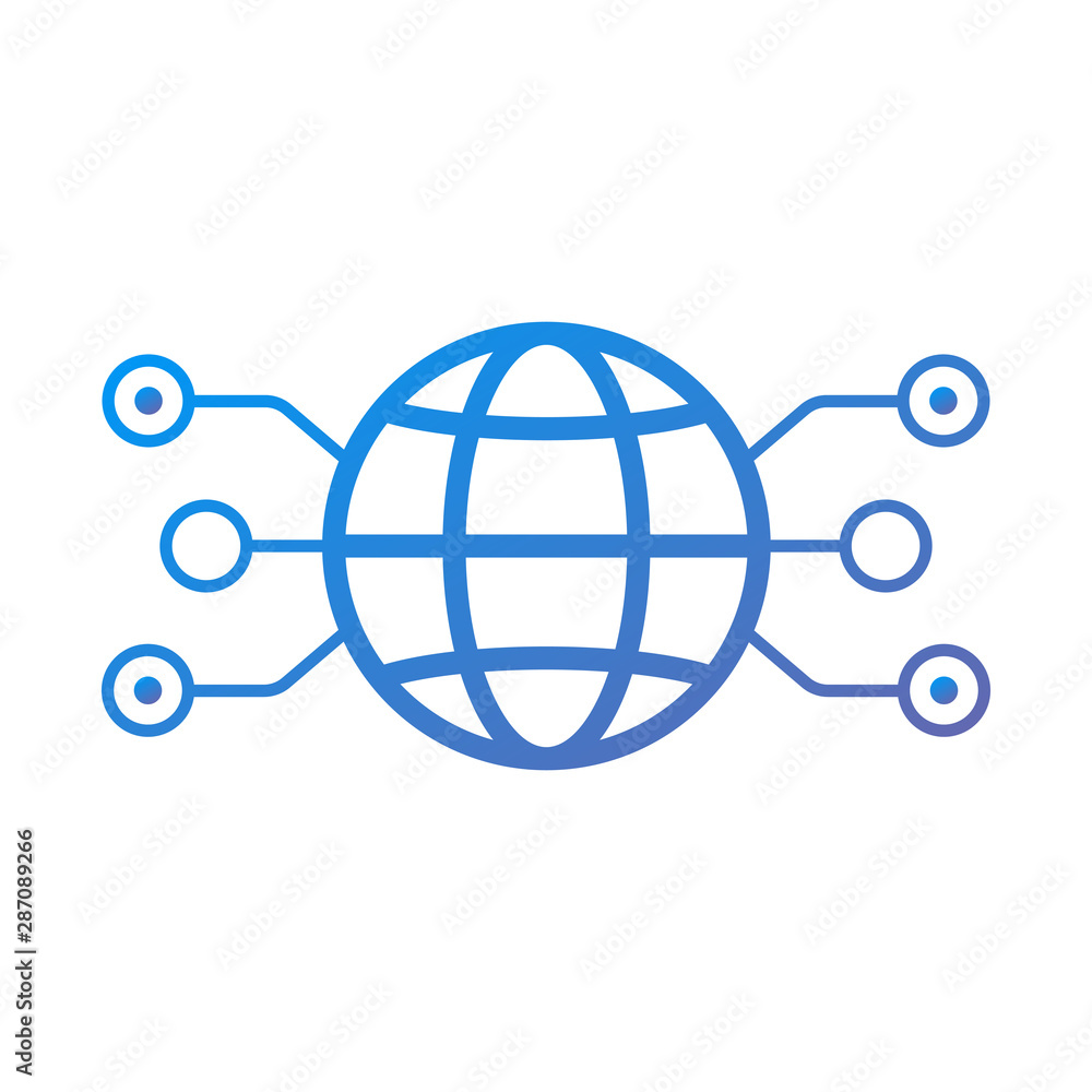 Hub network connection isolated minimal blue flat line icon Hub network connection isolated minimal blue flat line icon