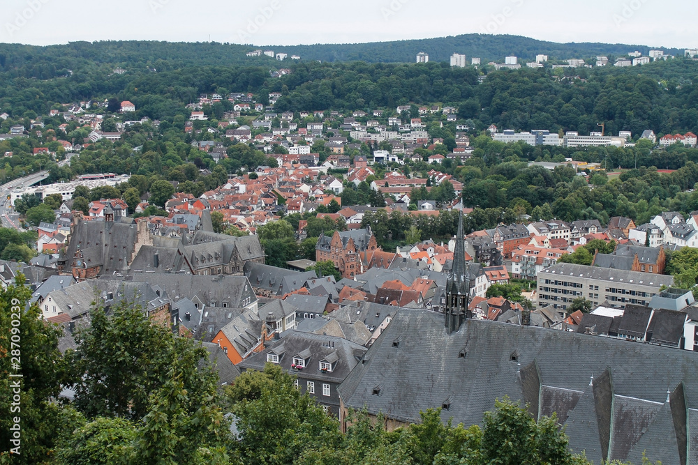 Aerial view of old buildings in Marburg, Germany