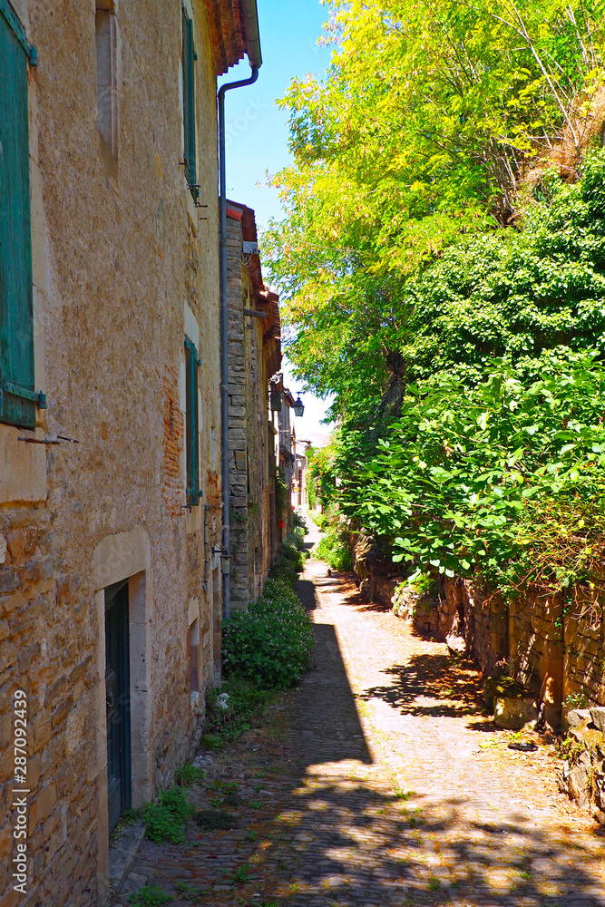 an alley of Cordes sur Ciel, old medieval village elected favorite village of french, in the Tarn department in the Occitan region