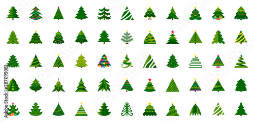 Christmas Tree flat icon set winter xmas vector
