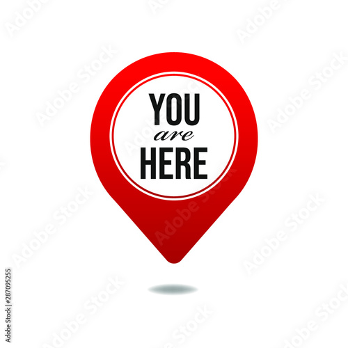 You are here sign icon mark. Destination or location point concept. Pin position marker design.