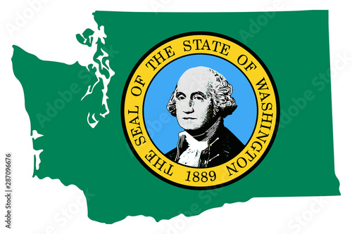 Map flag of the U.S. state of Washington .Vector illustration