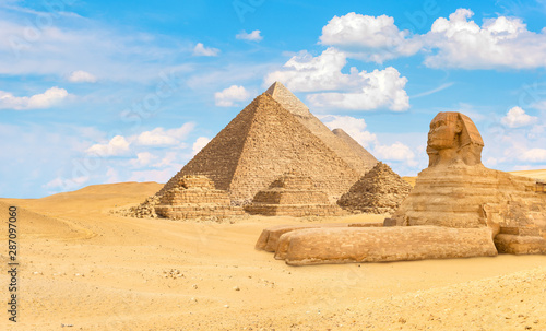 Ancient pyramids and Sphinx
