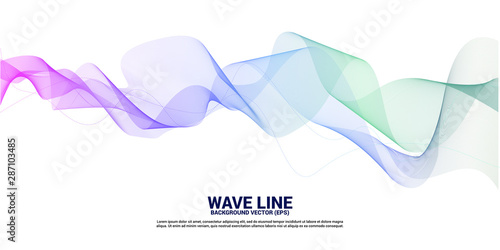 purple green Sound wave line curve on white background. Element for theme technology futuristic vector