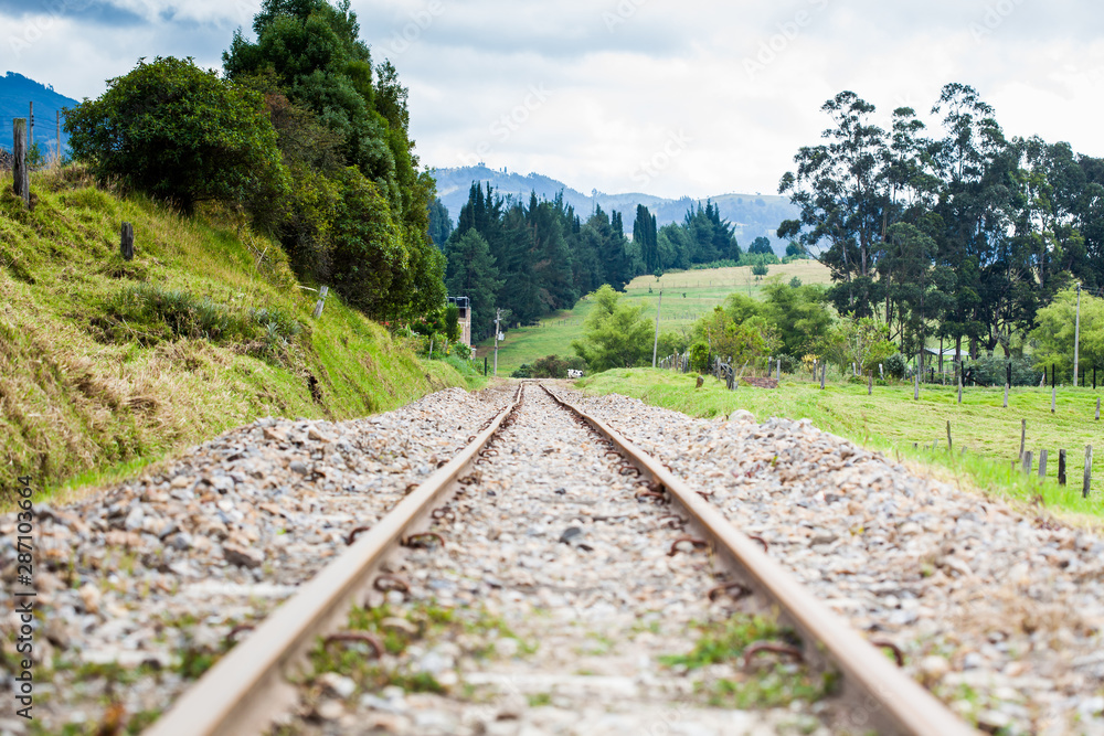 Obraz premium View of the railroad tracks in rural area of the Department of Boyaca in Colombia