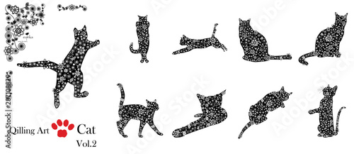 Cat　花を装飾した美しく可愛らしい猫  イラスト